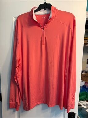 Coolibar Men's Long-Sleeve Zip-Up Sun Shirt in Coral UPF 50+